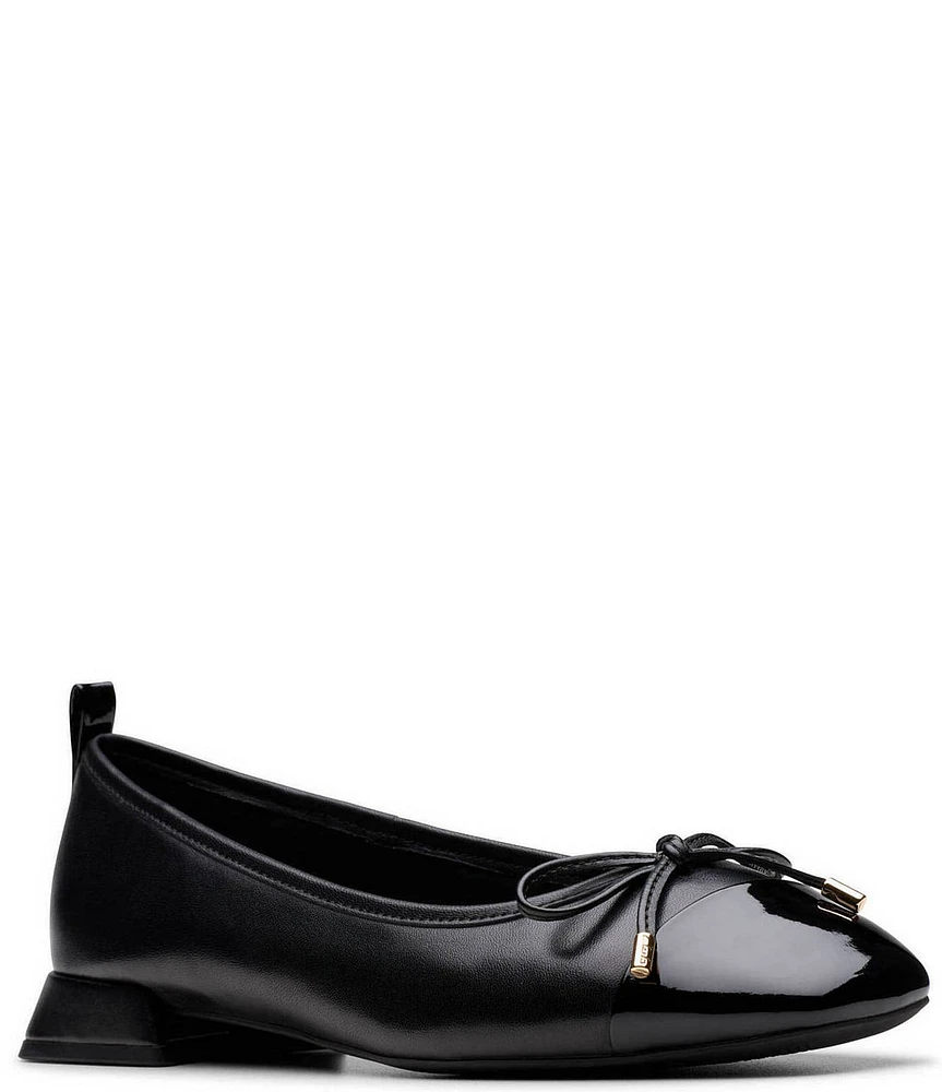 Clarks Signature Ubree 15 Poppy Patent Leather Bow Detail Cap Toe Ballet Flats
