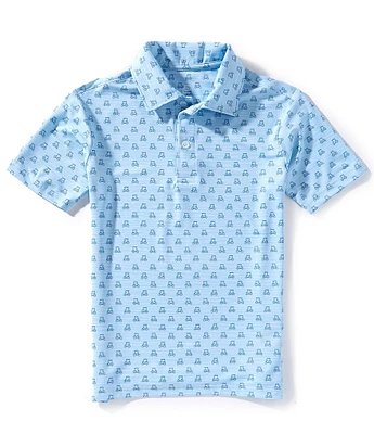 Class Club Big Boy Golf Cart Print Short Sleeve Polo Shirt