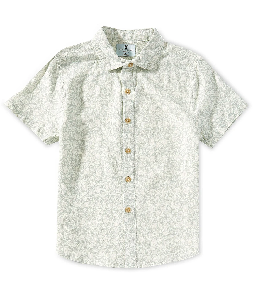 Class Club Big Boys Linen-Blend Leaf Print Woven Shirt