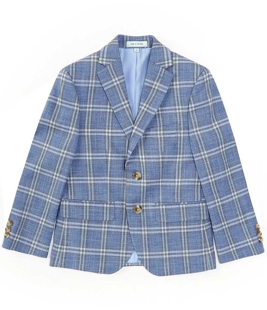 Class Club Big Boys Long Sleeve Plaid Dress Jacket
