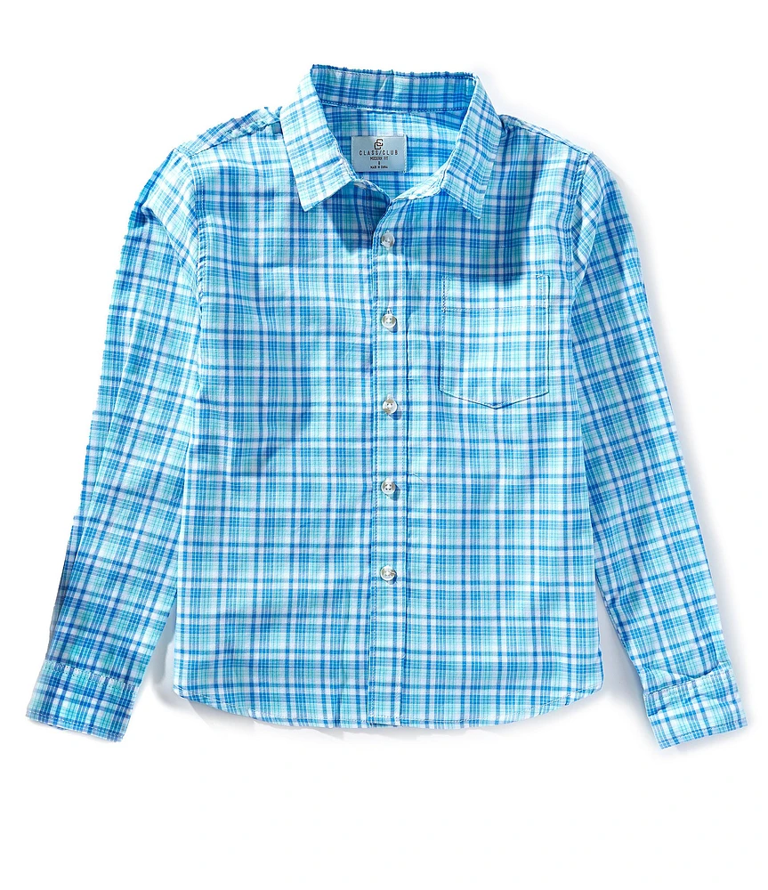 Class Club Big Boys Long Sleeve Plaid Woven Top