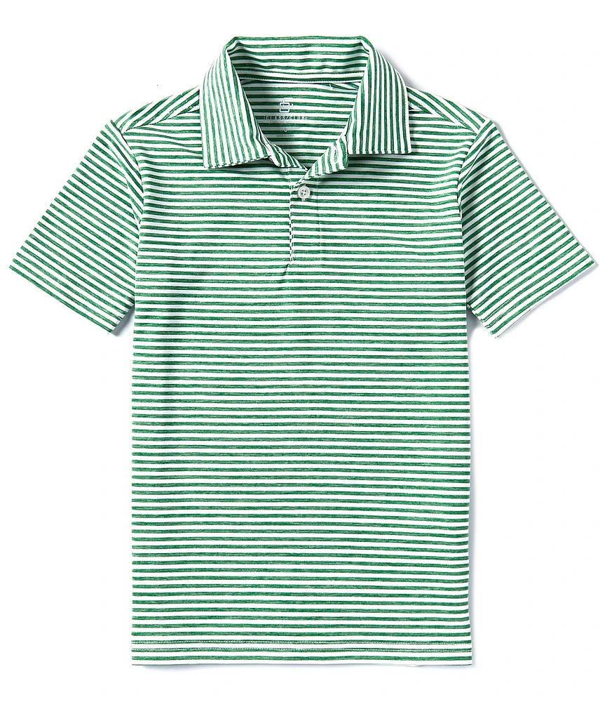 Class Club Big Boys Short Sleeve Heather Feeder Stripe Synthetic Polo Shirt