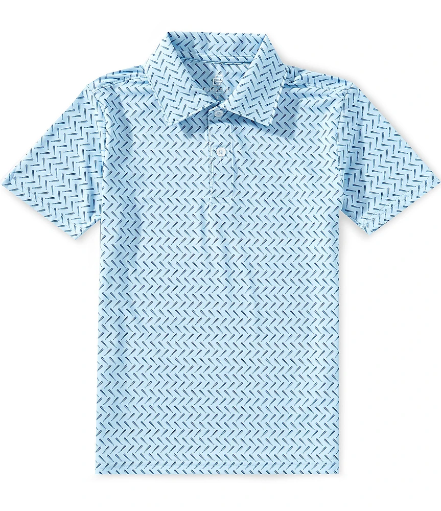 Class Club Big Boys Short Sleeve Synthetic Baseball Bat Print Polo Shirt