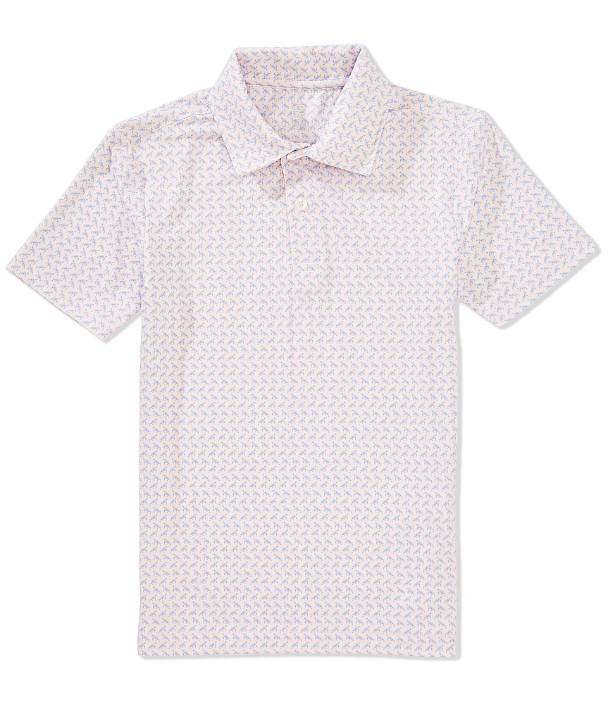 Class Club Big Boys Short Sleeve Micro Turtle Print Synthetic Polo Shirt