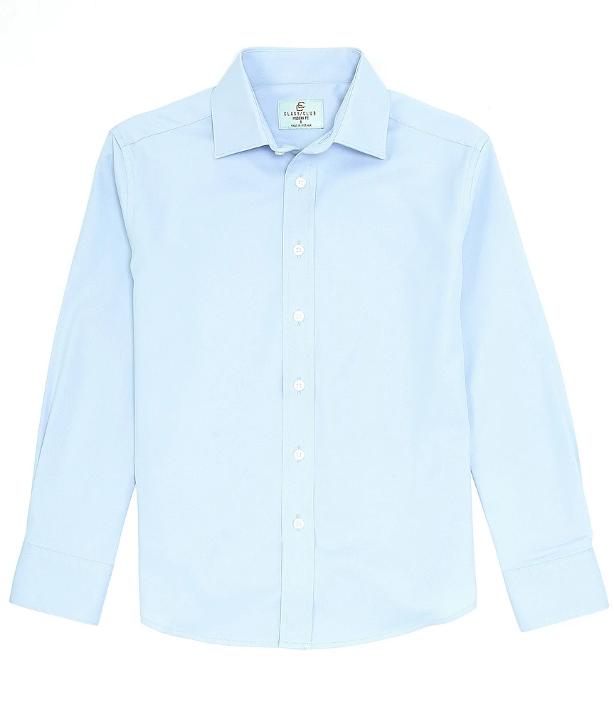 Class Club Big Boys Long Sleeve Synthetic Button Up Spread Collar Dress Shirt