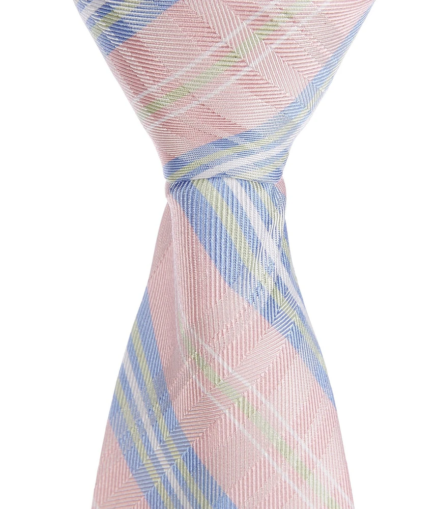 Class Club Boys 14#double; Plaid Silk Blend Zipper Tie