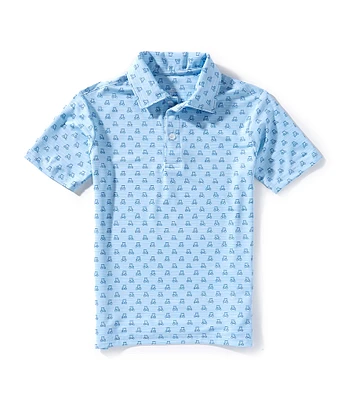 Class Club Little Boys Golf Cart Print Short Sleeve Polo Shirt
