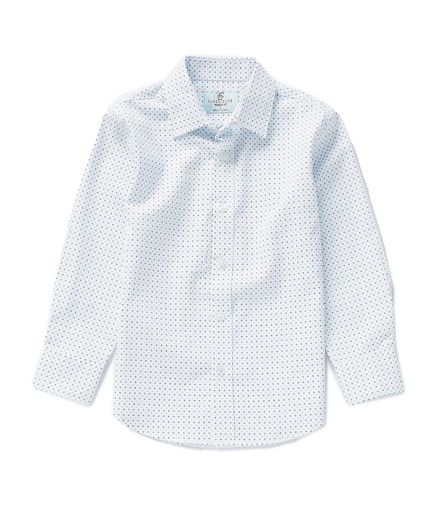 Class Club Little Boys Long Sleeve Geo Print Synthetic Dress Shirt