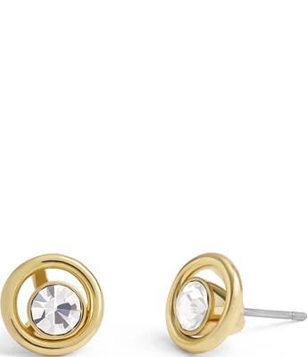 COACH Convertible Halo Round Stone Stud Earrings