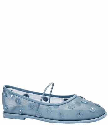 COACH Emilia Mary Jane Tea Rose Mesh Mary Jane Ballet Flats