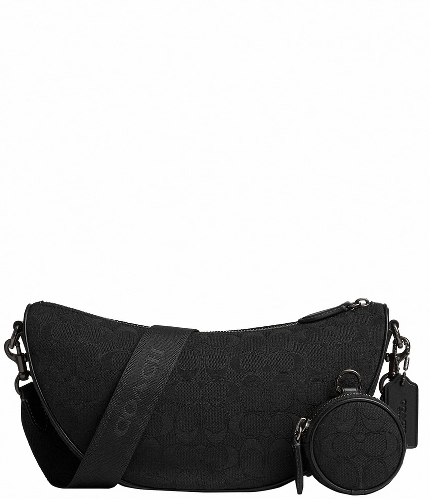 Coach Hall Soft Signature Jacquard Refined Calfskin Leather Sling Bag