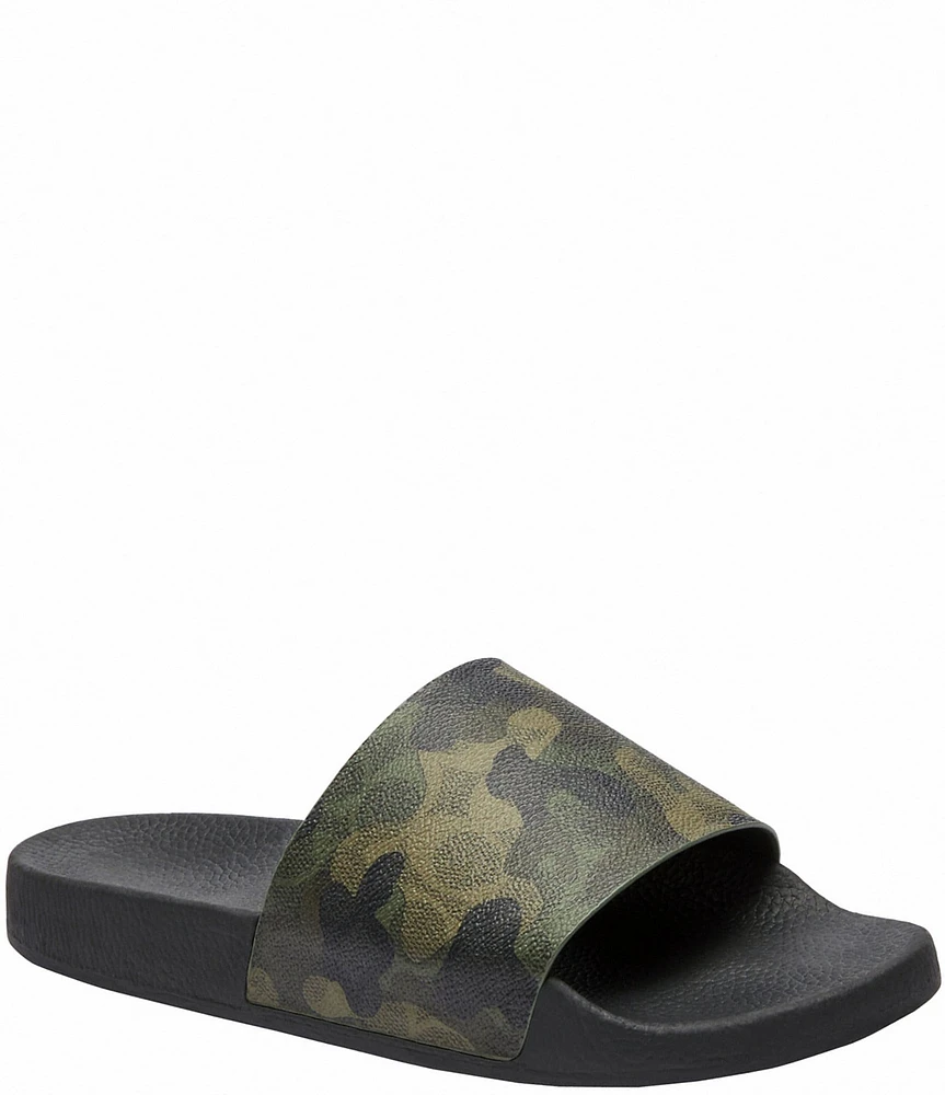 COACH Men's Camo Coated Canvas Pool Slide Sandals