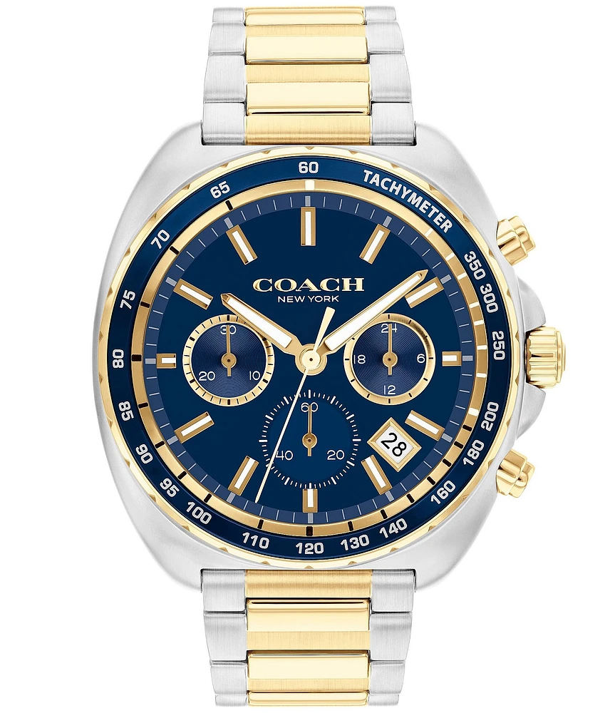 COACH Men's Charter Chronograph Two Tone Stainless Steel Bracelet Watch