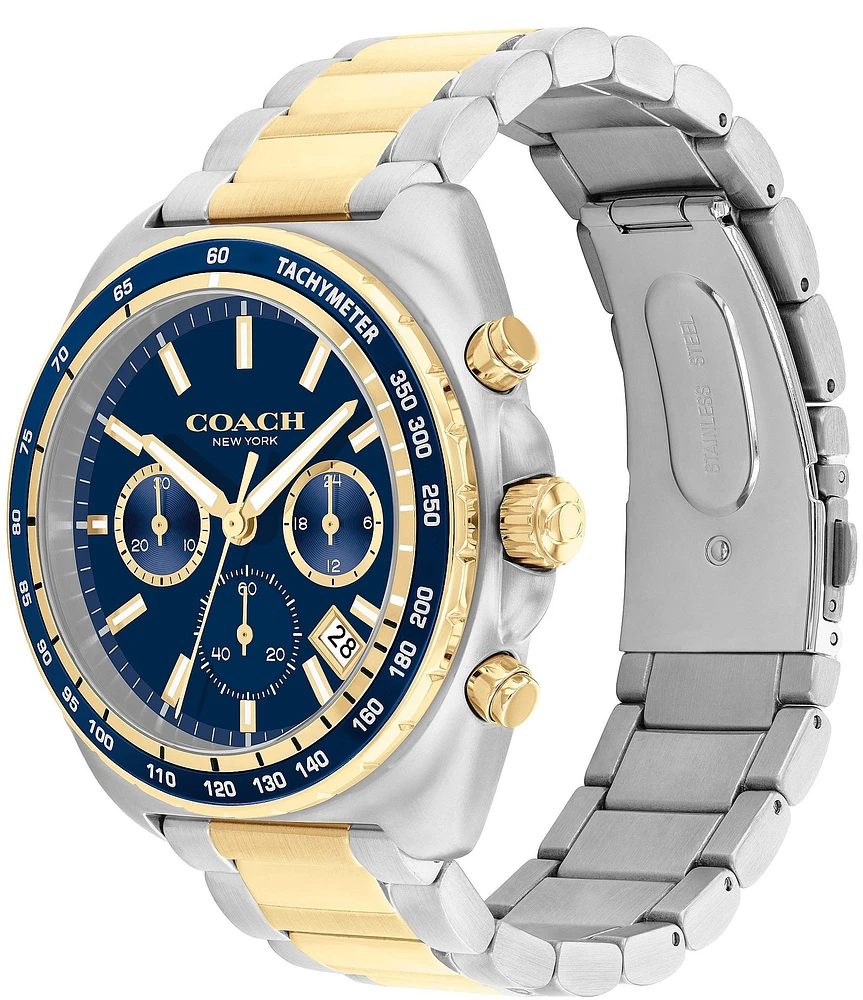 COACH Men's Charter Chronograph Two Tone Stainless Steel Bracelet Watch