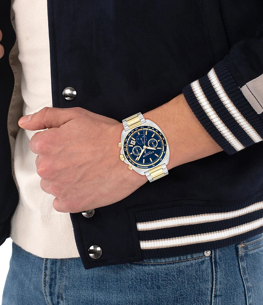 COACH Men's Charter Chronograph Two Tone Stainless Steel Bracelet Watch