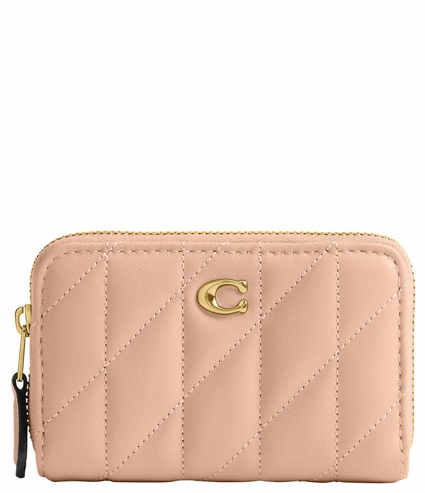 COACH Pillow Quilted Small Zip Around Gold Hardware Card Case