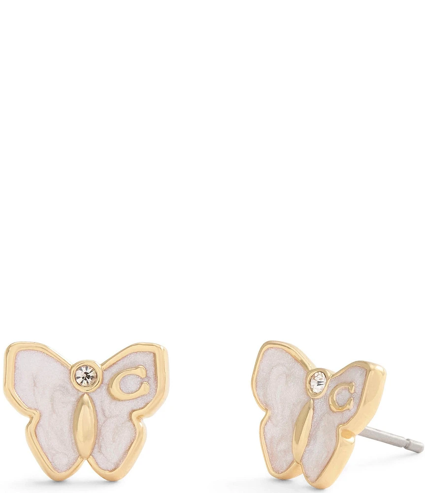 COACH Signature Butterfly Stud Earrings