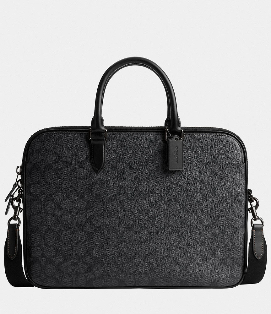 COACH Signature Coated Canvas Slim Briefcase
