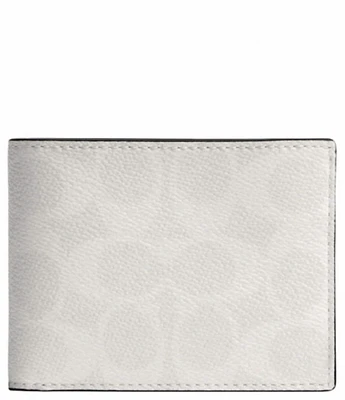 COACH Signature Coated Canvas/Leather Slim Billfold Wallet