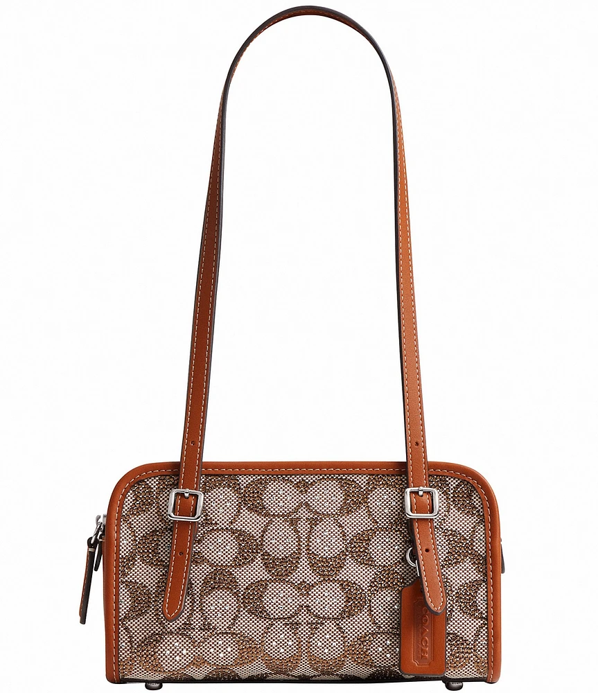 COACH Signature Crystal Jacquard Swing 20 Contrast Trim Satchel Bag