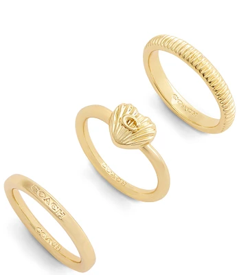 COACH Signature Heritage Trio Stacked Ring Set