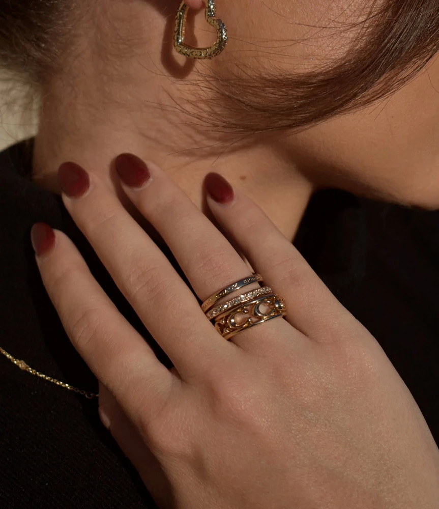 COACH Signature Openwork Band Ring Set