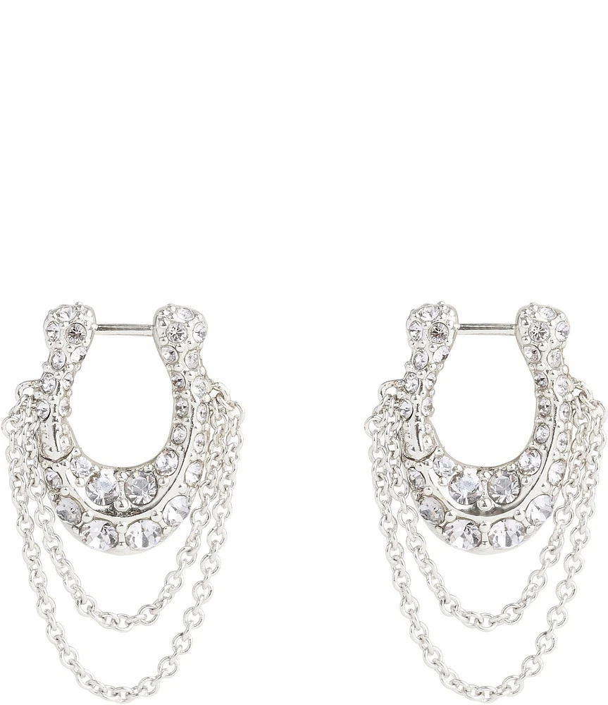 COACH Signature Pav C Chain Hoop Earrings