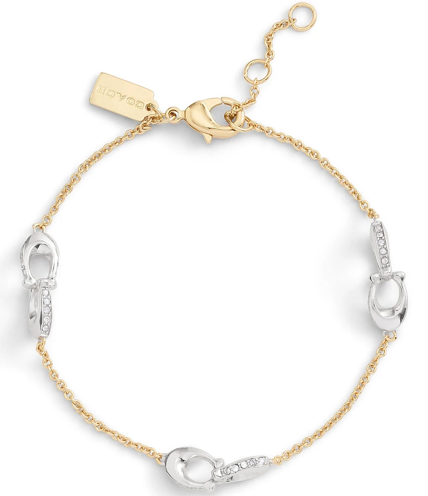 COACH Signature Pave C Strand Line Bracelet