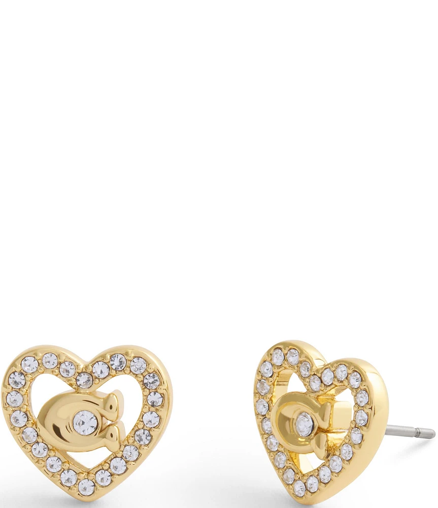 COACH Signature Pave Stud Earrings