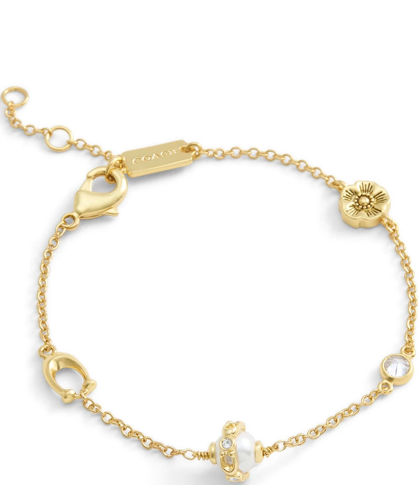 COACH Signature Pearl Orb Line Bracelet