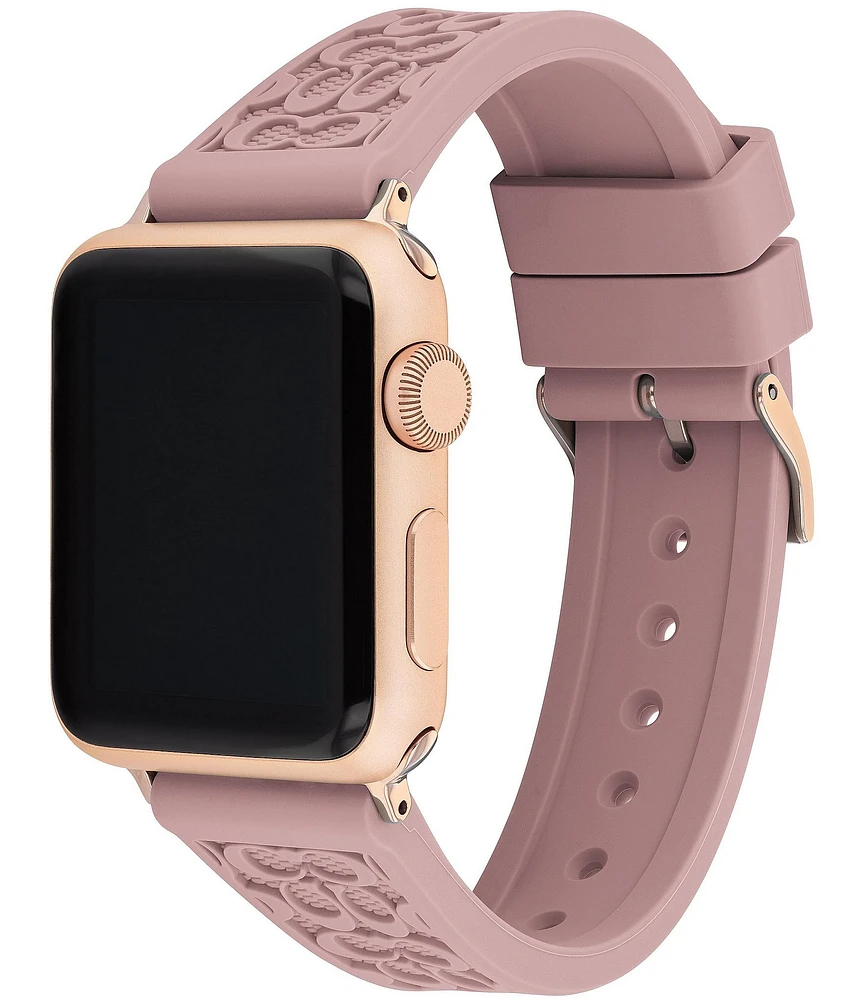 COACH Women's Signature Rose Gold Buckle Pink 38/40mm Bands for Apple Watch®