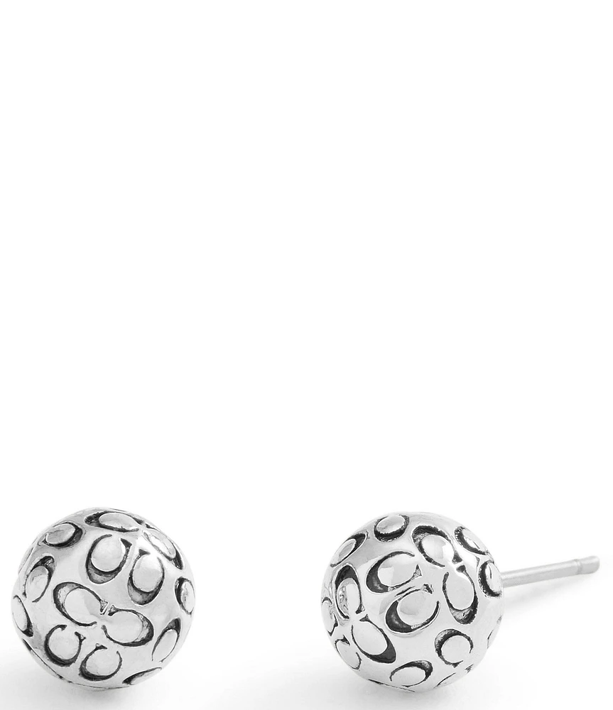 COACH Signature Quilted Orb Stud Earrings