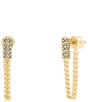 COACH Signature Quilted Tube Chain Ear Jacket Earrings
