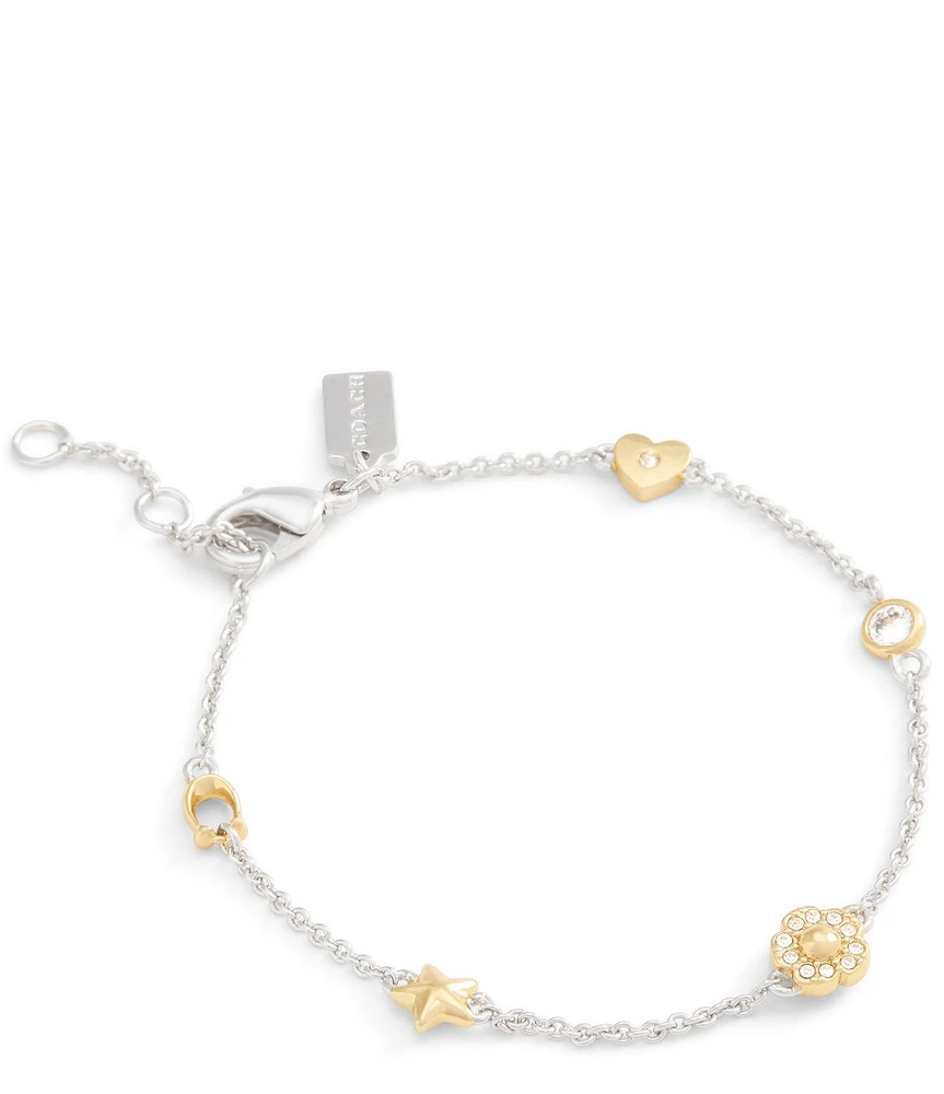 COACH Signature Tea Rose Heart Strand Line Bracelet