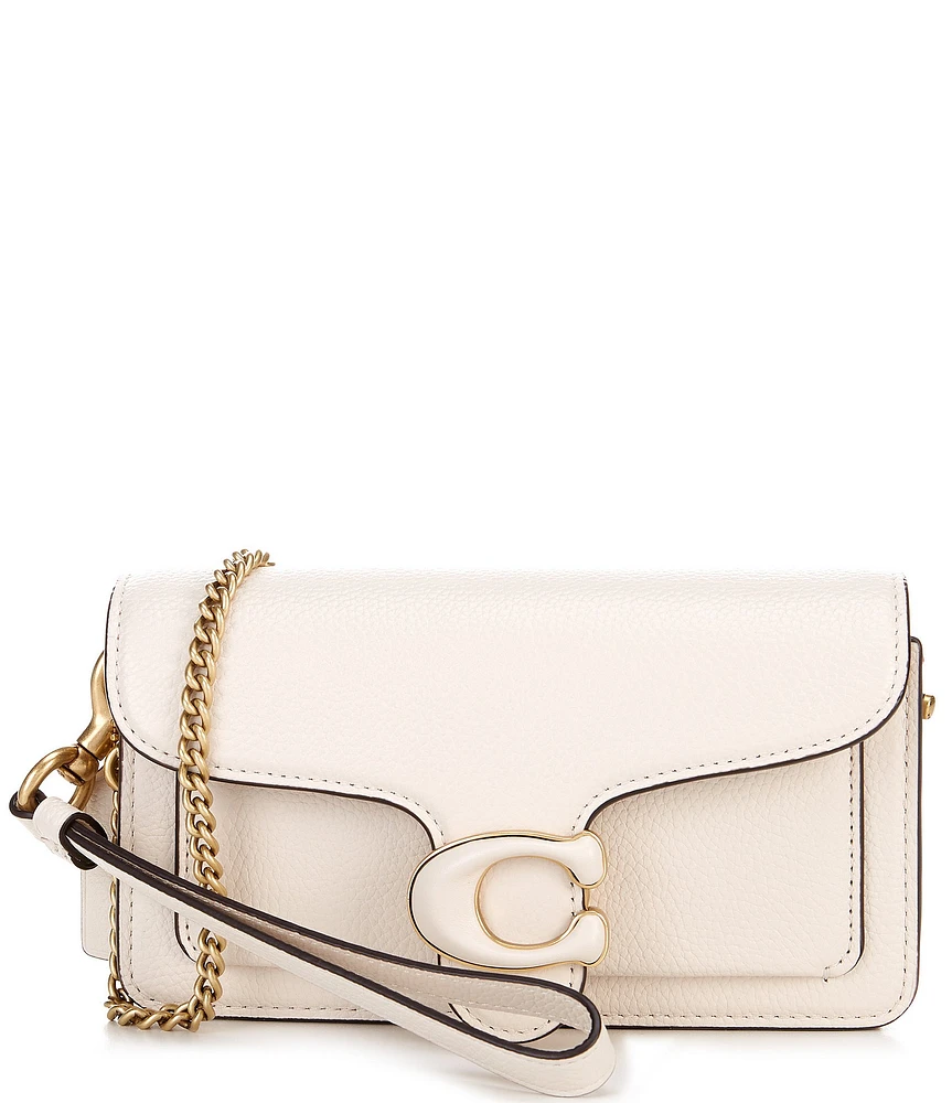 COACH Tabby Polished Pebble Leather Chain Strap Crossbody Wristlet