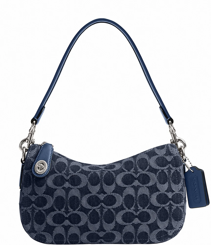 COACH Signature Denim Swinger Shoulder Bag