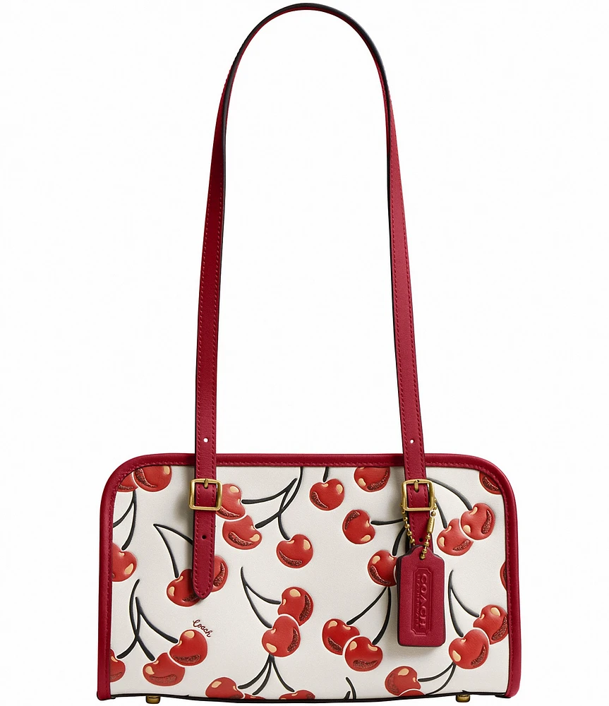 COACH The Coach Originals Contrast Trim Cherry Print Swing Zip Satchel Bag