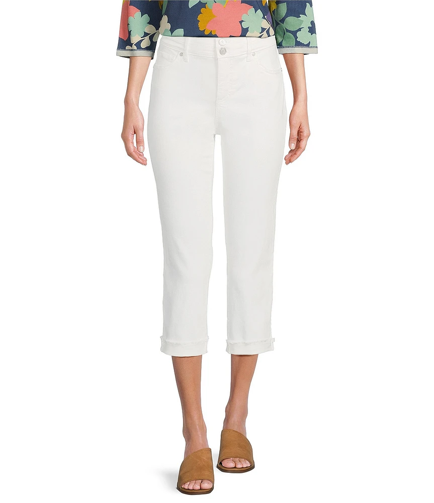 Code Bleu Soho Twill Mid-Rise Fray Cuff Hem Capri Jeans