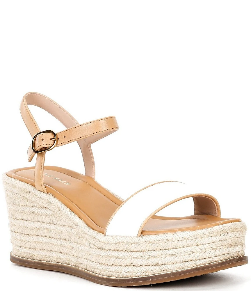 Cole Haan CLOUDFEEL Keeton Leather Platform Wedge Espadrille Sandals