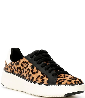Cole Haan GrandPro Topspin Leopard Printed Haircalf Lace Up Sneakers
