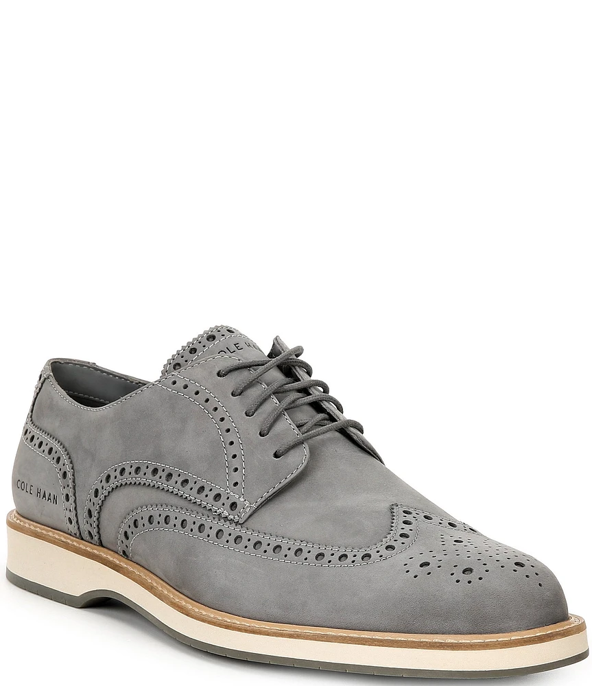 Cole Haan Men's Morse Grand Nubuck Wingtip Brogue Detail Lace Up Oxfords