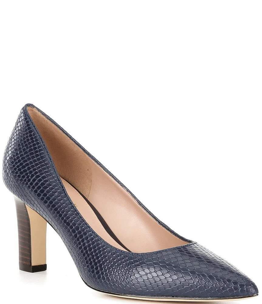 Cole Haan Mylah Snake Print Leather Pointed Toe Pumps