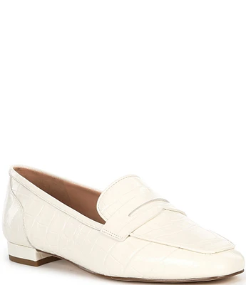 Cole Haan Tarese Crocodile Embossed Leather Penny Loafers