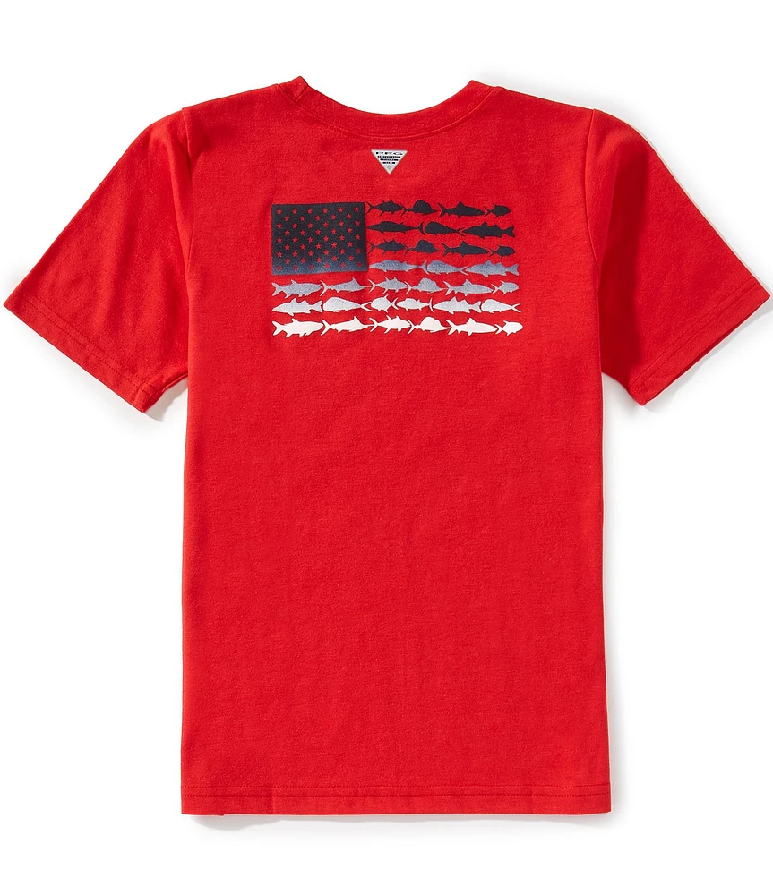 Columbia Little/Big Boys Short Sleeve PFG™ Elements Fish Flag Graphic T-Shirt