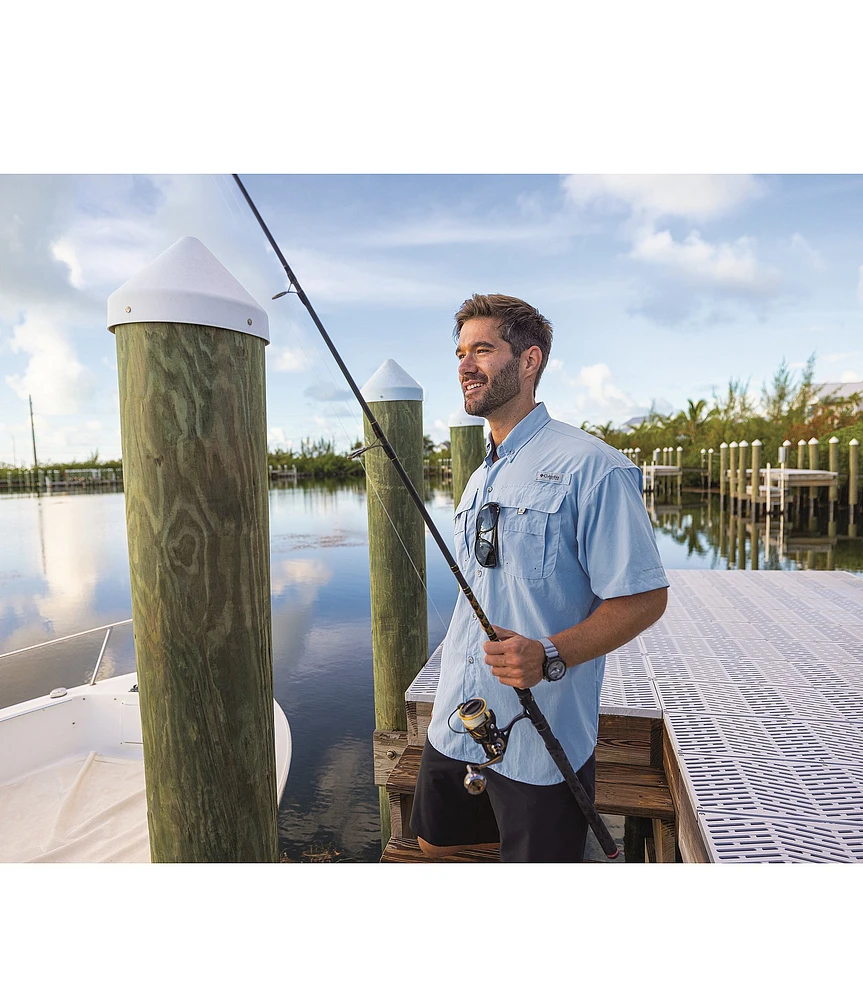 Columbia PFG Bahama II Relaxed Fit Solid Short Sleeve Woven Shirt