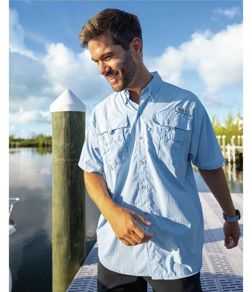 Columbia PFG Bahama II Relaxed Fit Solid Short Sleeve Woven Shirt