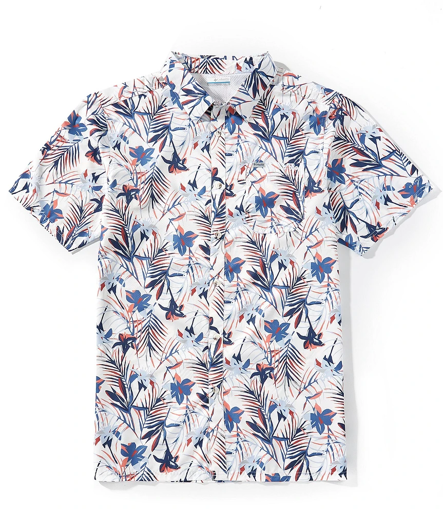 Columbia PFG Big & Tall Super Slack Tide Field Print Short Sleeve Woven Shirt