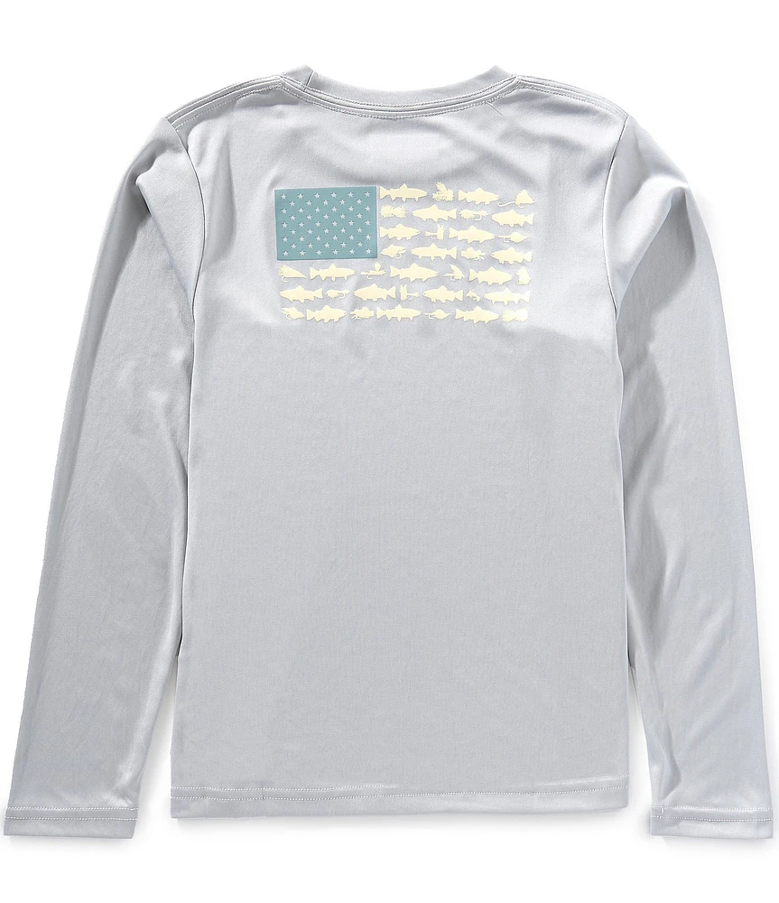 Columbia x PFG Little/Big Boys Long Sleeve Terminal Tackle Fish Flag UPF 50 Sun T-Shirt