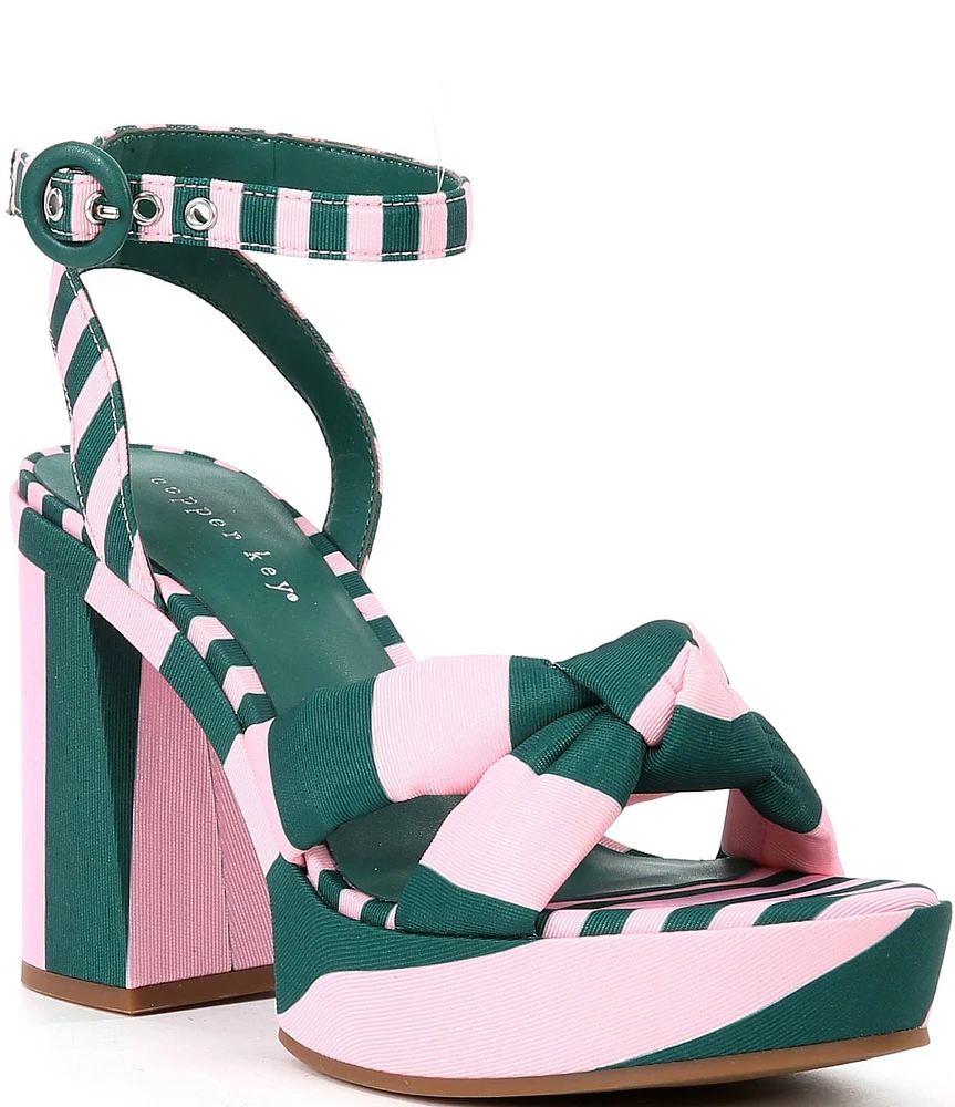 Copper Key Beverly Stripe Fabric Platform Sandals