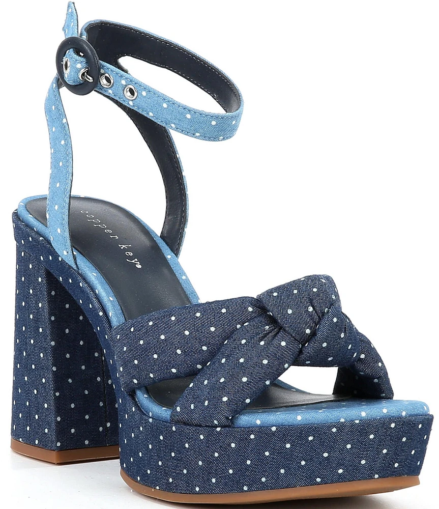 Copper Key Beverly Polka Dot Knotted Platform Sandals